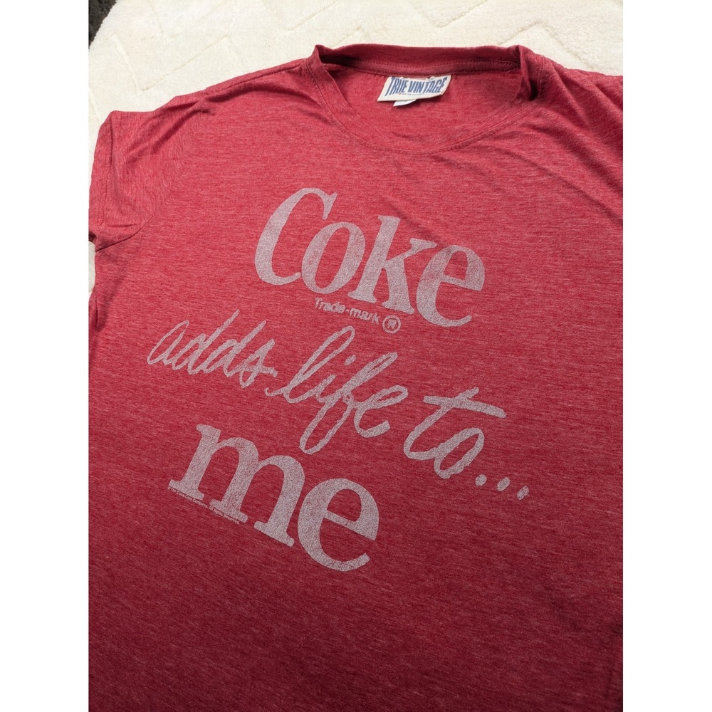 True Vintage Coca-Cola Coke Adds Life To Me Graphic T-Shirt Red Heather XL